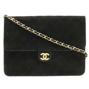 CHANEL Chanel matelasse chain shoulder bag suede black